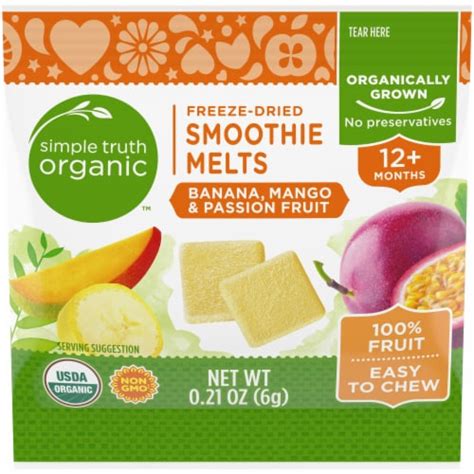 Simple Truth Organic™ Banana Mango & Passion Fruit Freeze-Dried Smoothie Melts Snack, 0.21 oz ...