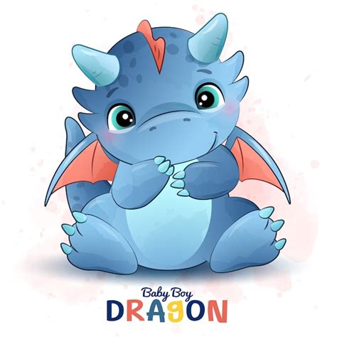 Premium Vector | A baby blue dragon sits on a pink background with the ...