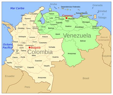 Large political and administrative map of Colombia and Venezuela with ...