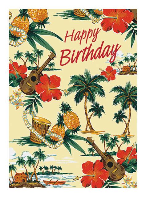 4 GREETING CARDS Hawaiian HAPPY BIRTHDAY Island Scene - with Glitter | eBay