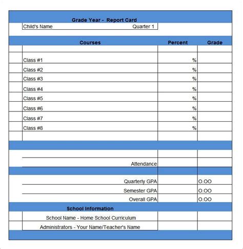 Blank Report Card Template Report Card Template 28 Free Word Excel Pdf ...