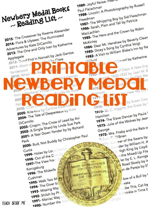 Newbery Medal Books Reading List - Teach Beside Me