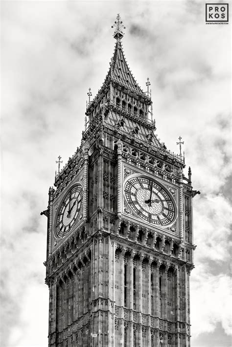 View of Big Ben, London - Black & White Photograph by Andrew Prokos