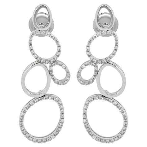 Piero Milano 18k White Gold Diamond Drop Earrings For Sale at 1stDibs