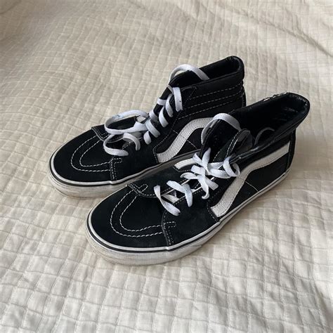 Old School Black Van High-tops ~ worn but still has... - Depop