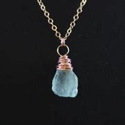 Blue Aquamarine Raw Gemstone Rose Gold Necklace – Starletta Designs