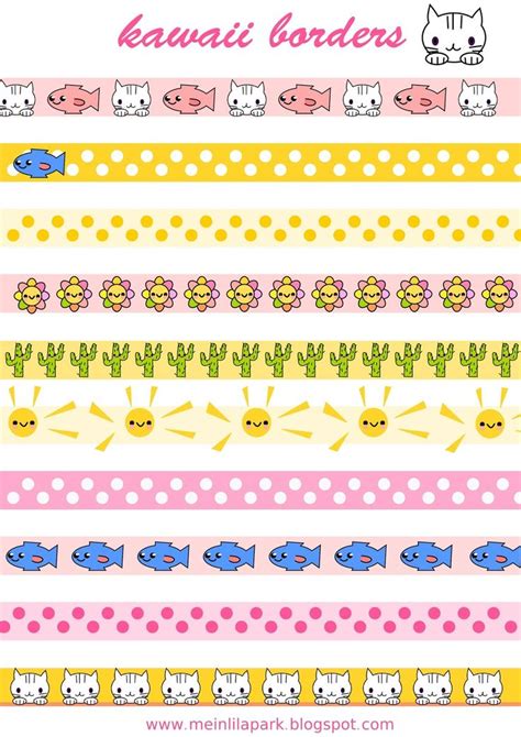 a set of cute kawaii borders with cats and flowers on them, all in ...