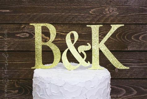 Cake Topper Initials With Ampersand. Monogram Cake Topper. Glitter ...