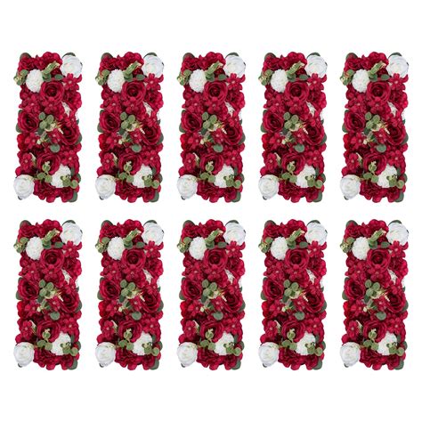 BLOSMON Wedding Table Flower Centerpieces: 10pcs Burgundy Withe ...
