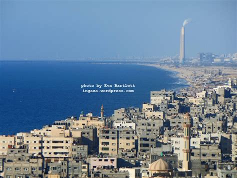 looking north from Gaza City, overlooking sweltering concrete slums of ...