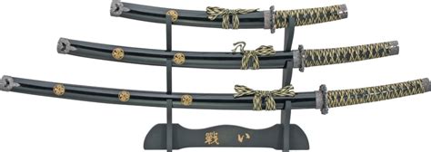 Extac Australia- Three Piece Shogun Samurai Sword Set w/ Display Stand ...