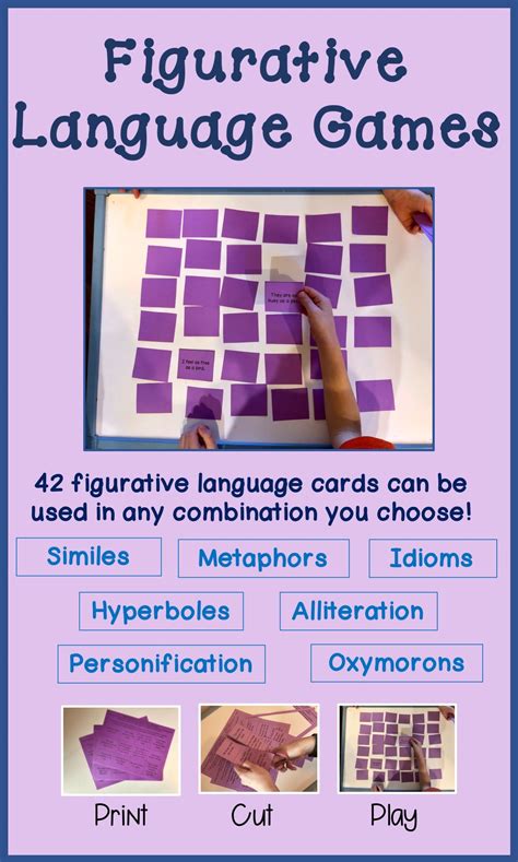 Figurative Language Games | Figurative language, Figurative language game, Similes and metaphors