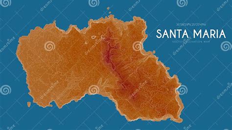 Topographic Map of Santa Maria, Azores Islands, Portugal. Vector Detailed Elevation Map of ...