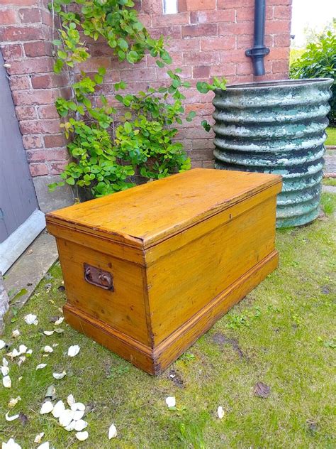 Antique Pine Victorian Blanket Box Chest Trunk Coffee Table Ottoman | eBay