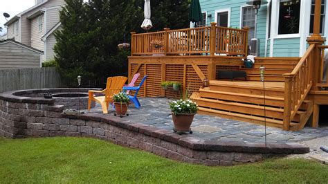 Custom built wood deck and stone patio | deck/patio | Pinterest | Stone patios