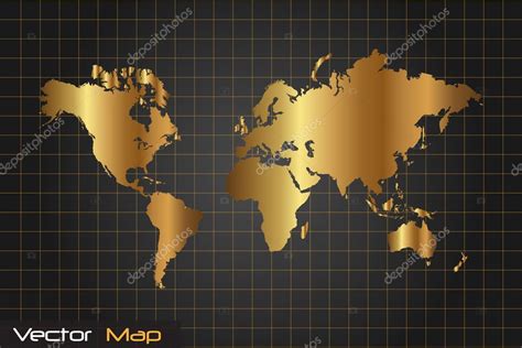 Gold and Black World Map Vector Illustration Stock Vector by ©nmarques74 12208490