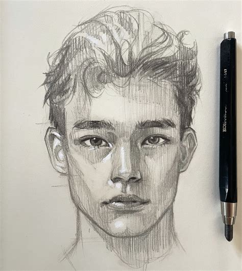 Male drawing from imagination | Realistic face drawing, Male face ...