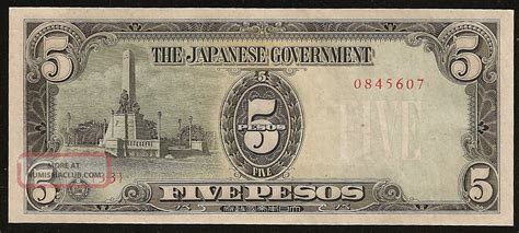 Philippines Japanese Occupation 5 Pesos 1944 Ww Ii Unc