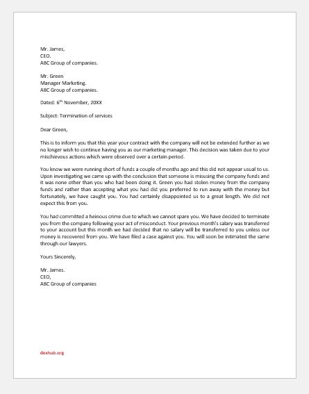 Employee Termination Letter for Absconding | Document Hub