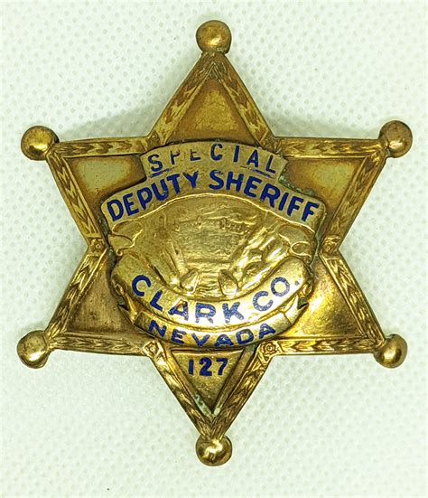 Great Ca. 1940 Clark Co Nevada Special Deputy Sheriff Badge by George Schenck #127: Flying Tiger ...