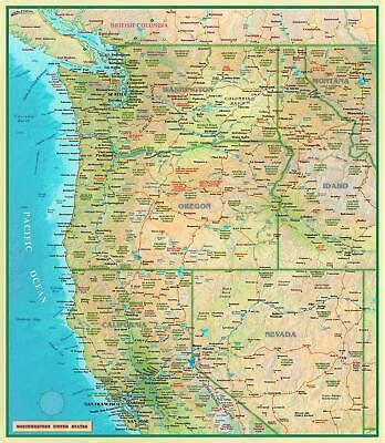 Northwestern United States Full-Size Wall Map | eBay