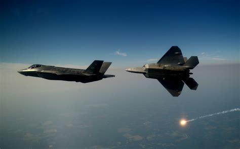 HD wallpaper f-35 vs f-22 united states air force fifth-generation fighter inconspicuous two ...