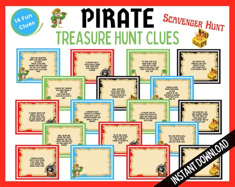 Pirate Treasure Hunt Clues Pirate Scavenger Hunt Pirate - Etsy