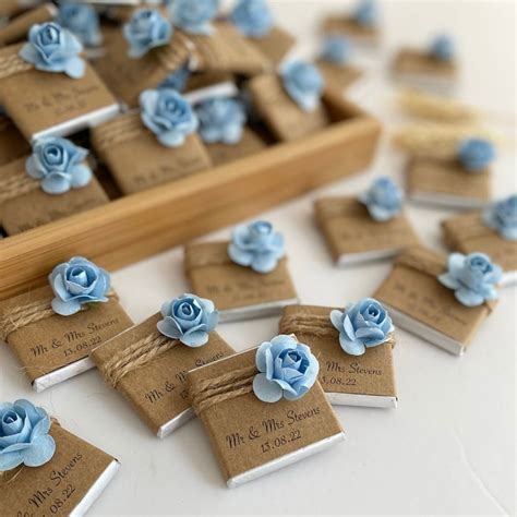 Wedding Favors Chocolate, Wedding Favors, Engagement Chocolate, Wedding Chocolate, Blue Floral ...