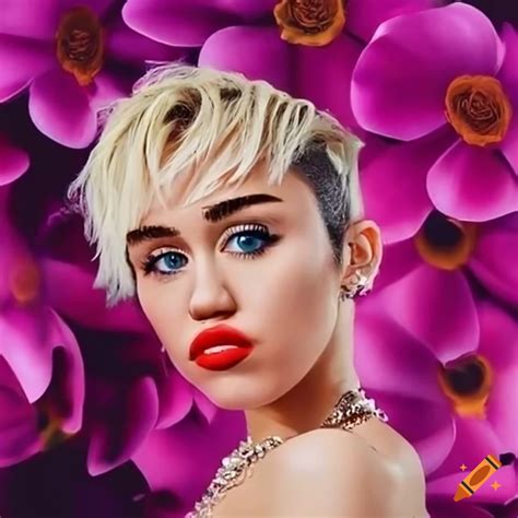 Miley cyrus with flowers on Craiyon