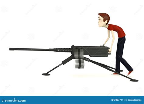 Cartoon Man With Machine Gun Stock Illustration - Illustration of ...