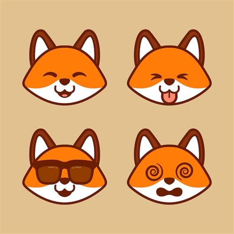 Premium Vector | Set of cute fox stickers