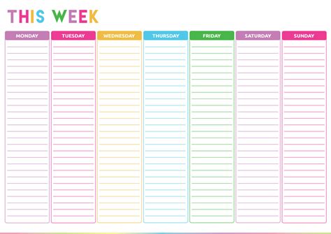 Free Printable Weekly To Do List | Weekly planner printable, Weekly planner and Bright colours