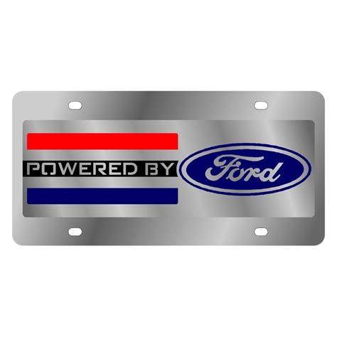 Eurosport Daytona® 1590-1 - Ford Motor Company Polished License Plate with Style 2 Black Powered ...