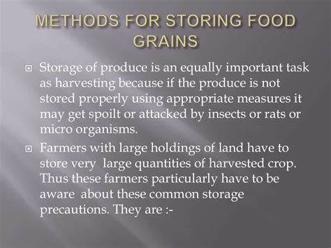 Storage of crop grains