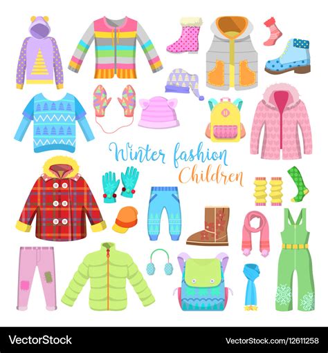 Children winter clothes and accessories collection