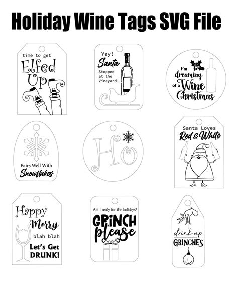 Holiday Wine Tags Svg, Wine Bottle Tags SVG, Wine Tag Laser File ...