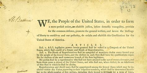 United States Constitution Draft Annotated by Abraham Baldwin – Opening ...