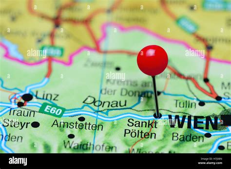 Sankt Polten pinned on a map of Austria Stock Photo - Alamy