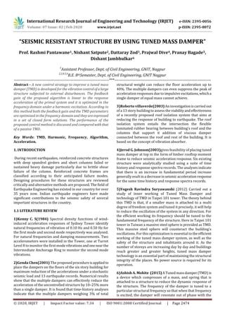 IRJET- Seismic Resistant Structure by using Tuned Mass Damper | PDF