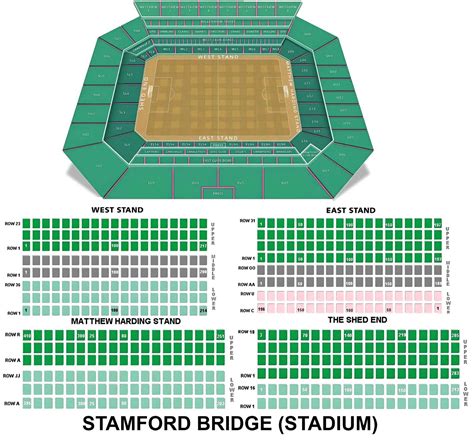 Stamford Bridge Seating Chart with Rows and Seat Numbers 2024