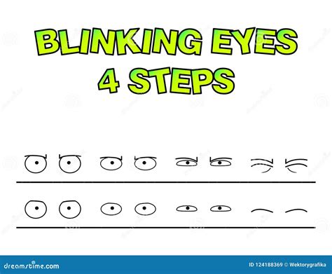 Blinking Eyes Steps Vector Preset For Character Animation Design Isolated On White ...