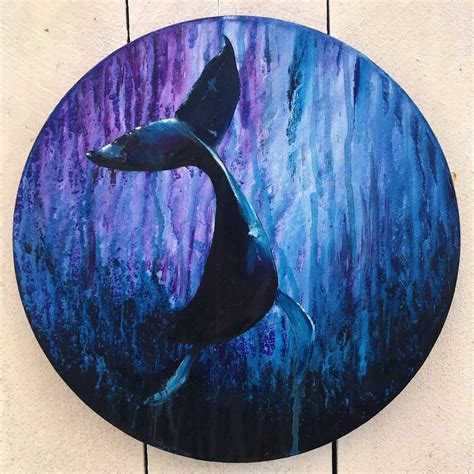 Humpback Whale Acrylic Painting on Circle Canvas | Etsy