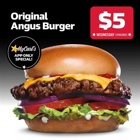 DEAL: Carl's Jr - $5 Original Angus Burger via App (17 March 2021) | frugal feeds