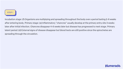 SOLVED:Match the stages of syphilis to their descriptions:Incubation stage Primary stage Primary ...