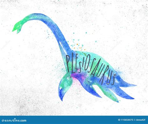 Dynosaur Plesiosaurus Vivid Color Stock Vector - Illustration of decor, decoration: 115654475