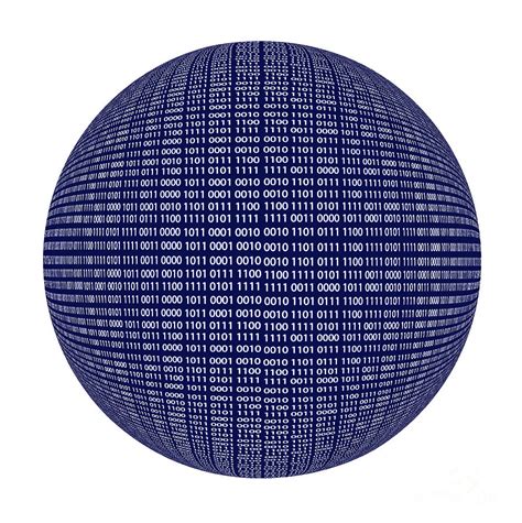 Binary code sphere isolated over white background Digital Art by Visual ...