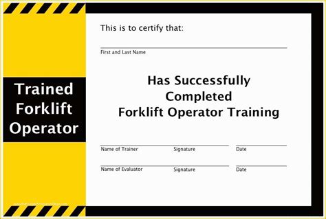 Forklift Certification Card Template Free Of forklift Certificate ...