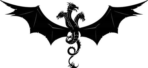 Three Headed Dragon Tattoo Silhouette Stock Photos, Pictures & Royalty-Free Images - iStock