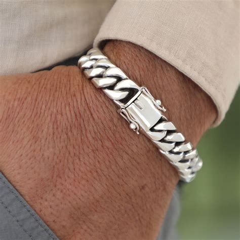 Solid 925 Sterling Silver Thick Men Bracelet 12 /20 MM - VY Jewelry