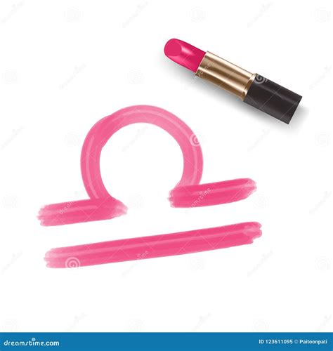 Libra Zodiac Sign Write by Lipstick Pink Color Illustration Stock ...